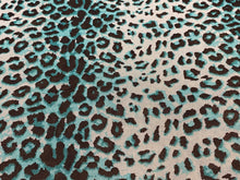 Load image into Gallery viewer, Animal Prints on Mesh Fabric Fabric By Yard Aqua/Black
