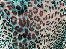 Load image into Gallery viewer, Animal Prints on Mesh Fabric Fabric By Yard Aqua/Black
