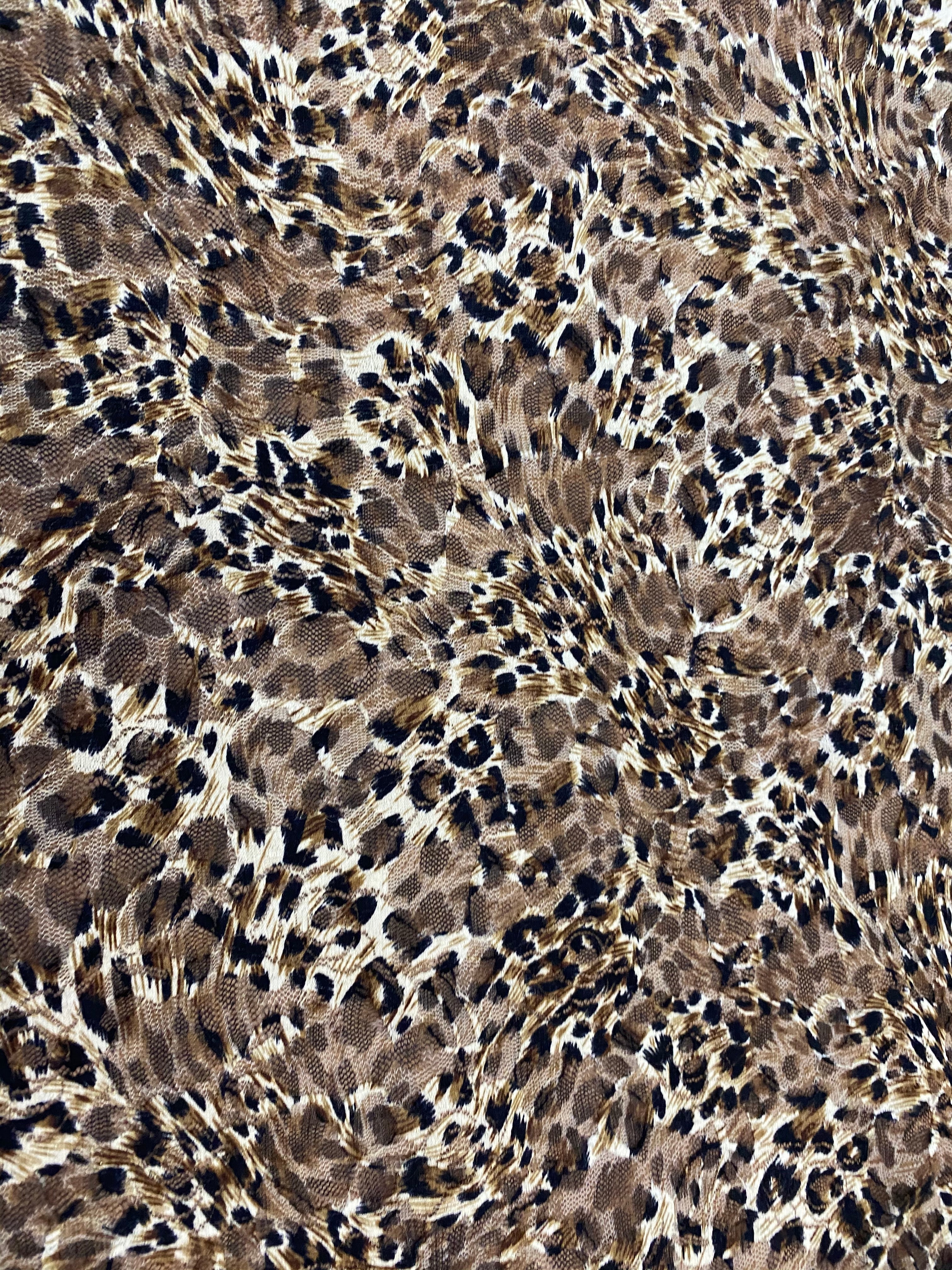 leopard design Prints on Mesh Fabric Fabric By Yard Brown/Black