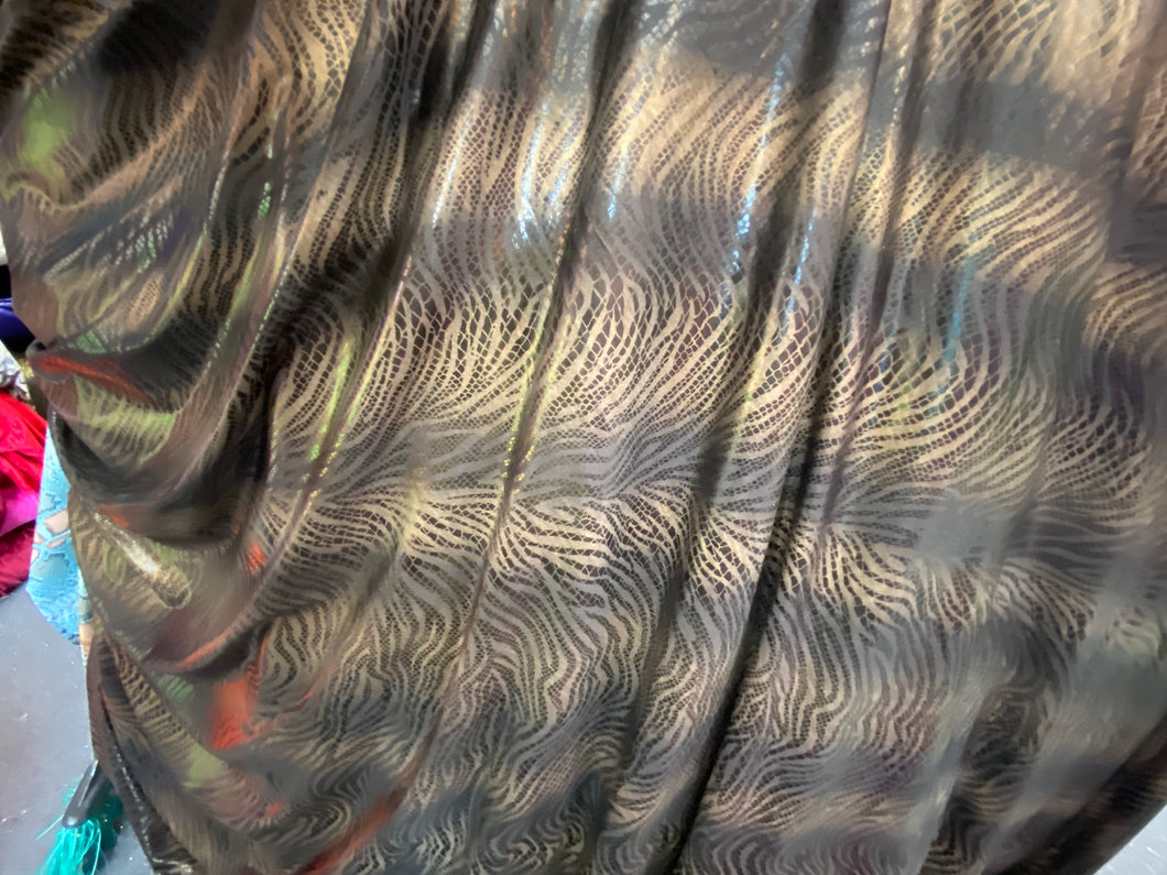Animal Prints Desings Nylon Spandex Fabric Iridescent Sold By Yard Brown/Black
