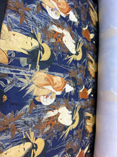 Load image into Gallery viewer, Japanese Designs Stretch Fabric On 4 Way Stretch Spandex Fabric By Yard Blue/Gold
