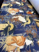 Load image into Gallery viewer, Japanese Designs Stretch Fabric On 4 Way Stretch Spandex Fabric By Yard Blue/Gold

