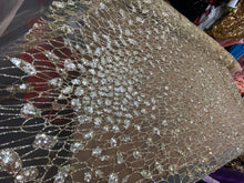 Load image into Gallery viewer, Designs Mesh Lace Non Stretch Fabric With Sequins By Yard Gold
